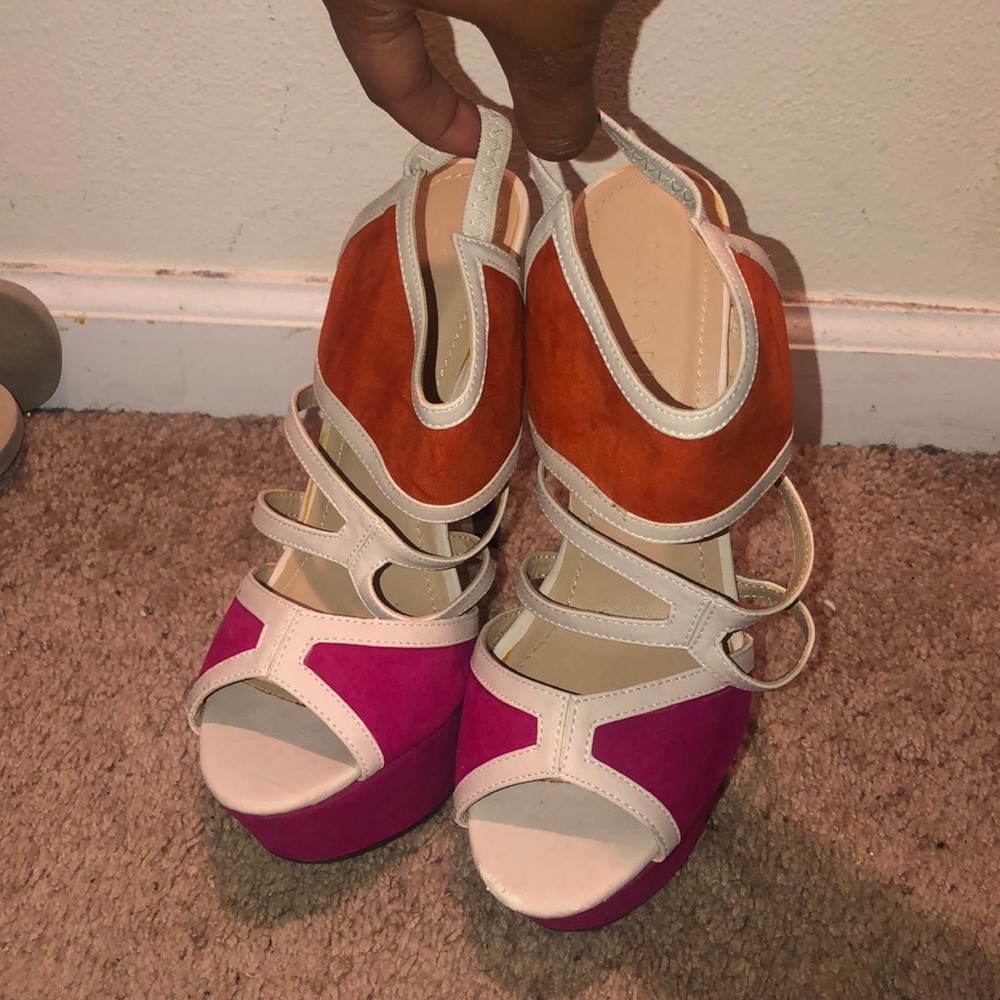Brand new color block platform heels